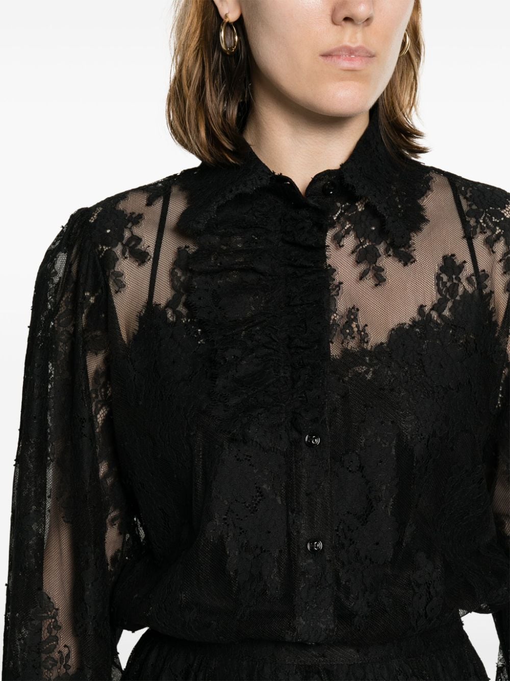 Shop Ermanno Scervino Chantilly-lace Midi Dress In Black
