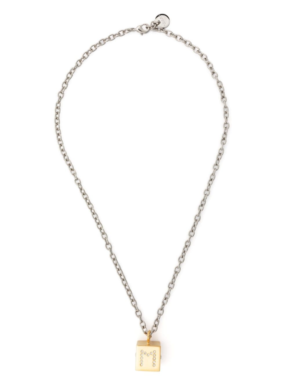 Shop Marni Cube-pendant Polished Necklace In Silver