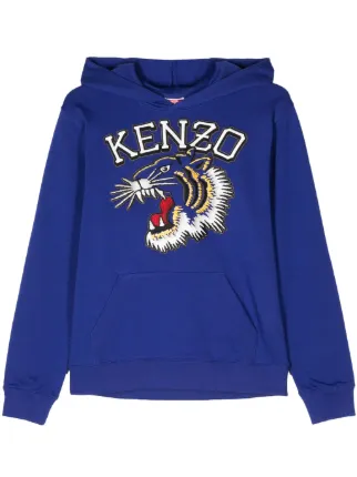 Kenzo Tiger Varsity Cotton Hoodie Blue FARFETCH BN