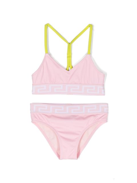 Versace Kids Greca-print racerback bikini