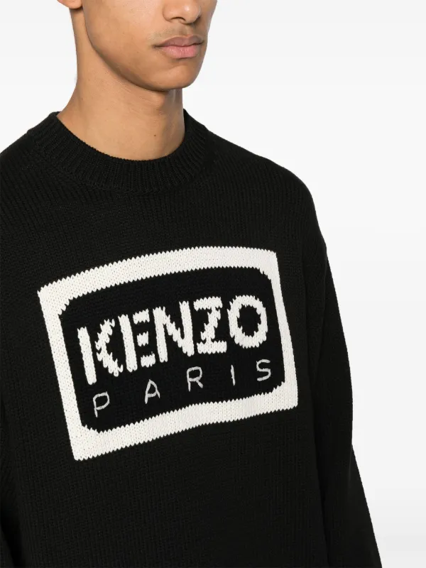 Kenzo intarsia-logo Knit Jumper | Black | FARFETCH JO
