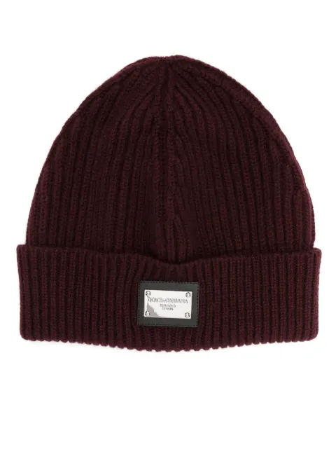 Dolce & Gabbana logo-plaque ribbed beanie