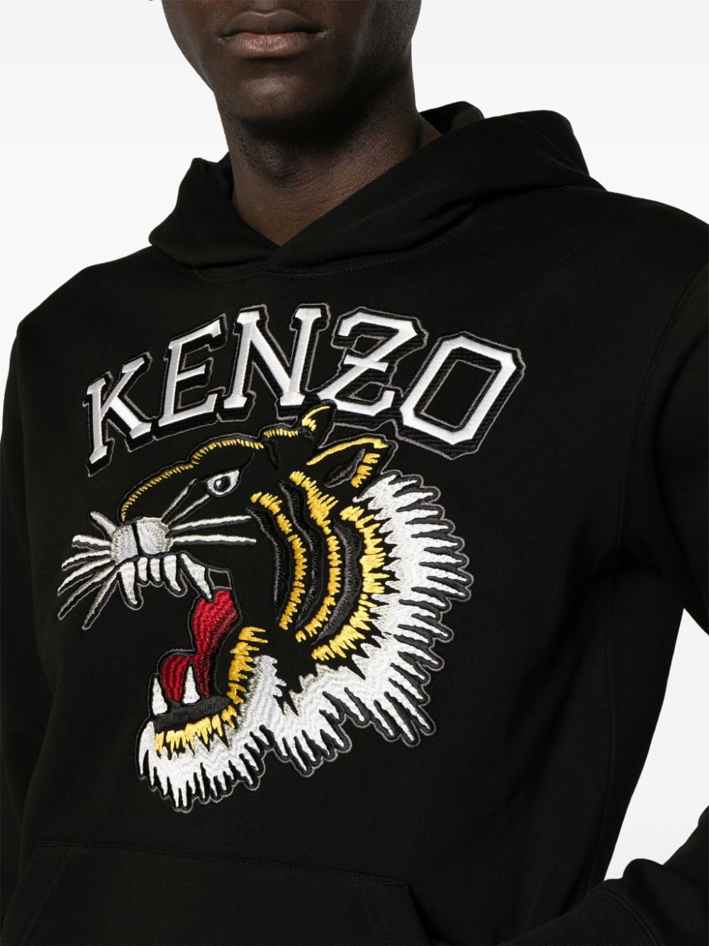 Shop Kenzo Varsity Jungle Tiger Logo-embroidered Hoodie In Black