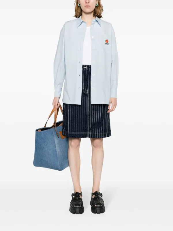 ポポさん専用 FLOWER EMBROIDERY SHIRT Kenzo Boke Flower logo-embroidered Shirt | Blue | FARFETCH