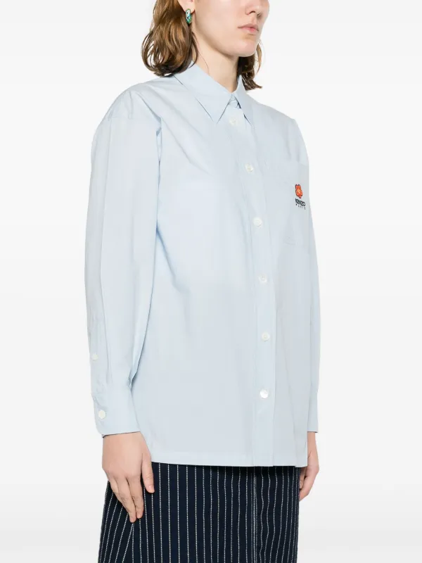 ポポさん専用 FLOWER EMBROIDERY SHIRT Kenzo Boke Flower logo-embroidered Shirt | Blue | FARFETCH