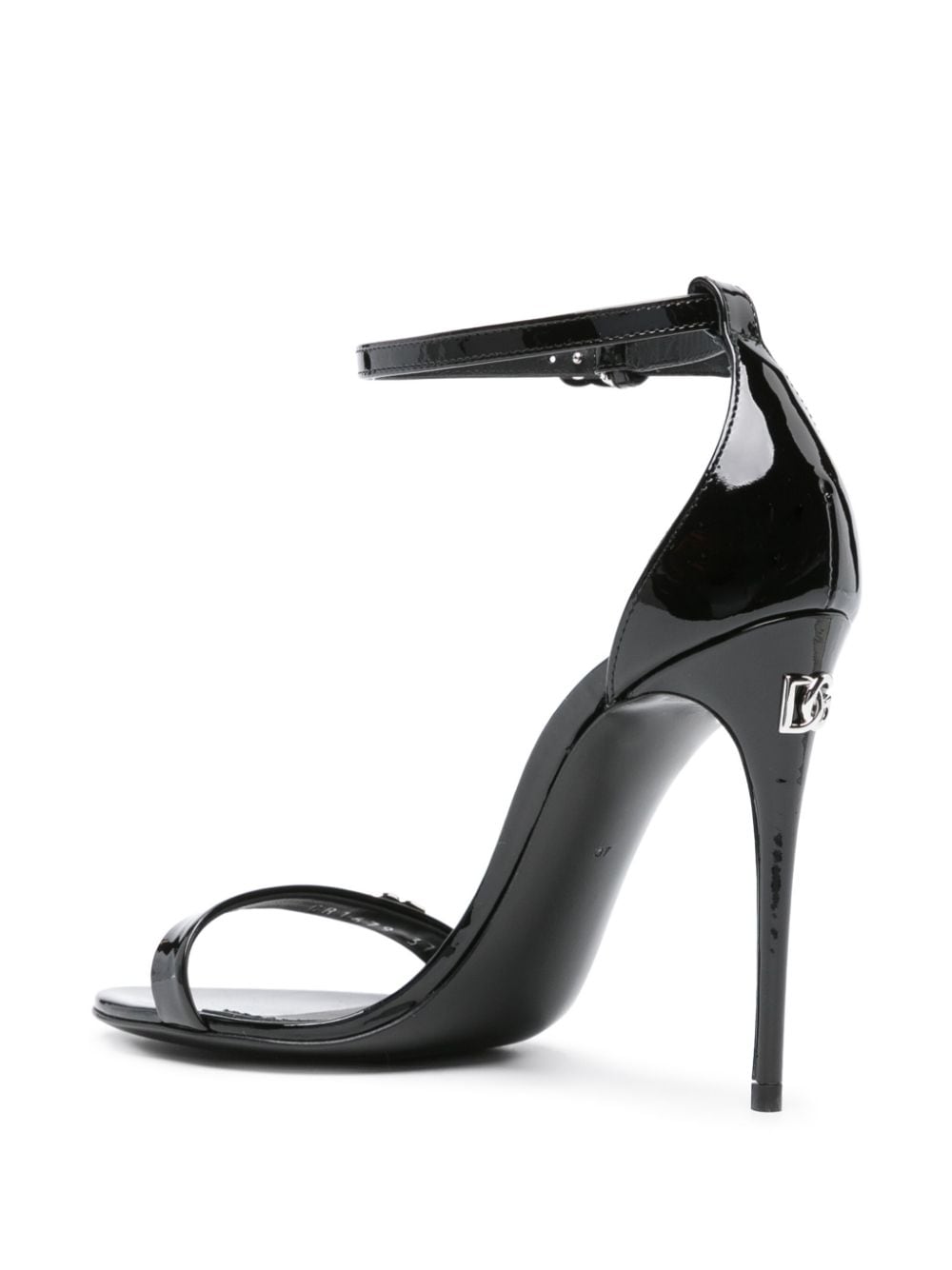 Shop Dolce & Gabbana Logo-plaque Patent Sandals In Schwarz