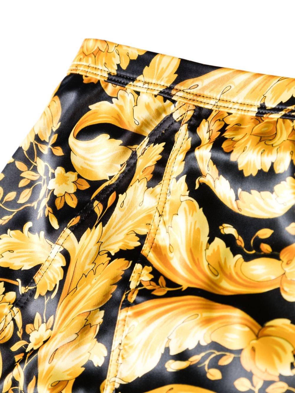 Shop Versace Barocco-print High-waisted Briefs In Black