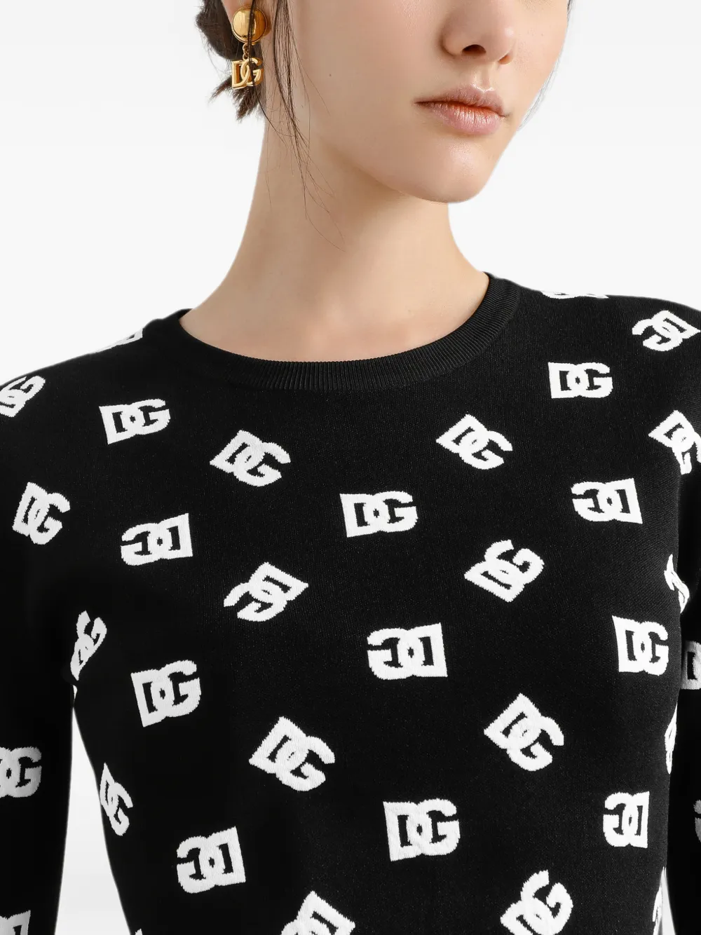 Dolce & Gabbana Trui met DG-logo en jacquard Zwart