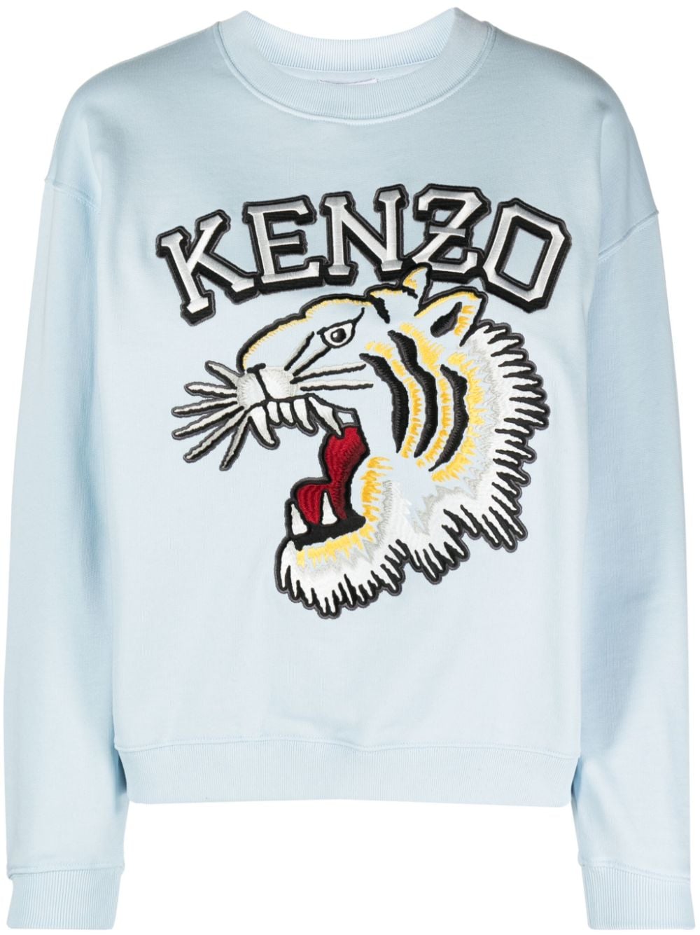 Shop Kenzo Varsity Jungle Tiger Logo-embroidered Sweatshirt In Blau