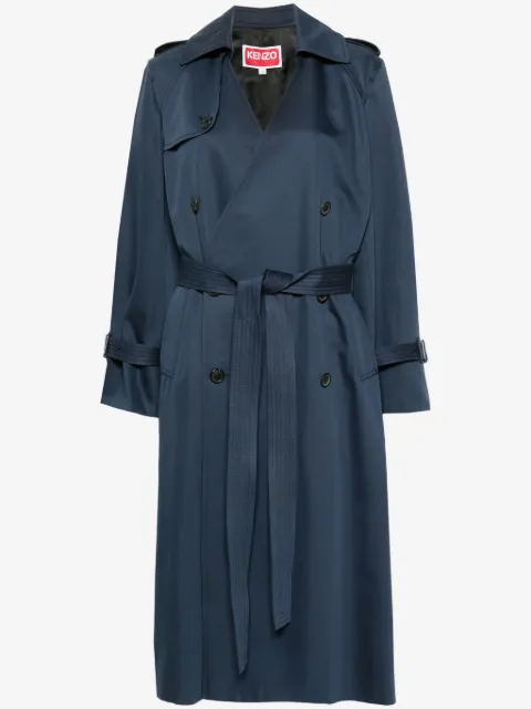 Kenzo gabardina con doble botonadura y cinturón