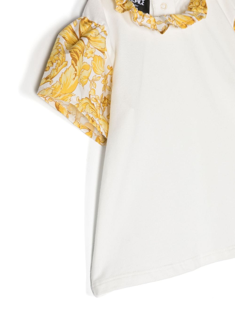 Shop Versace Barocco-print Ruffle-collar T-shirt In White