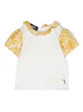 Versace Kids Barocco-print ruffle-collar T-shirt - White