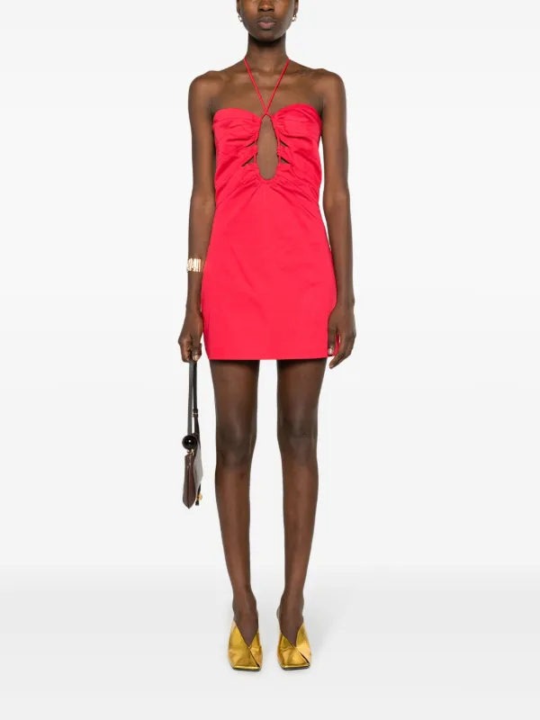 open lace back dress Hyacinth House Red Tweed & Pearl Petra Mini Dress Red Tweed / Xs