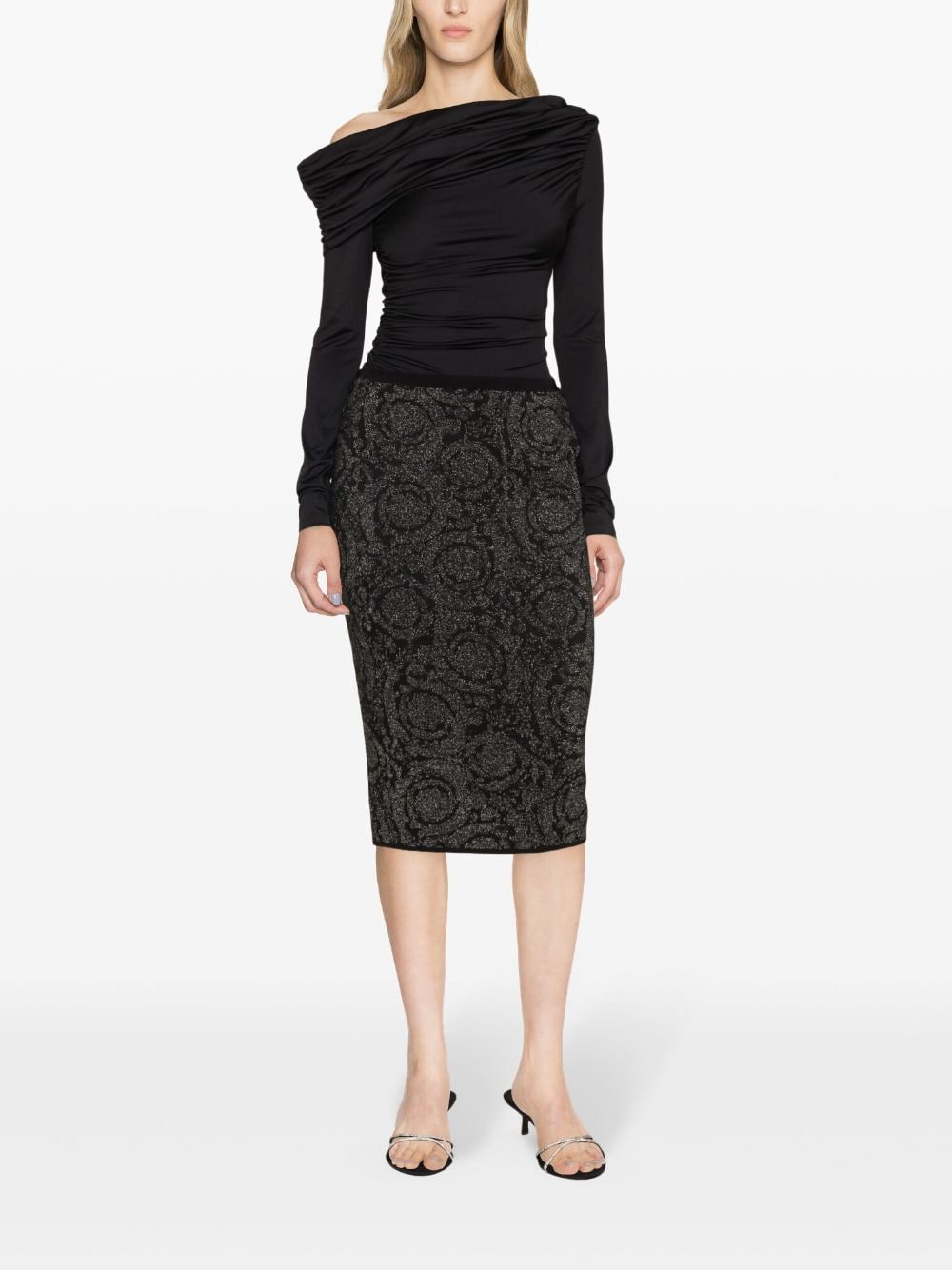 Image 2 of Versace Barocco-jacquard lurex miniskirt