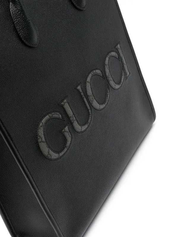 Gucci logo-embossed Leather Tote Bag | Black | FARFETCH