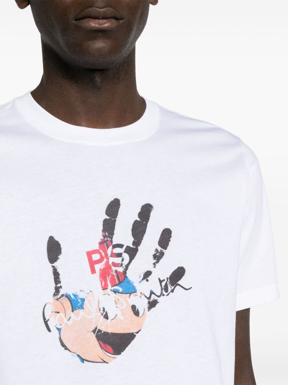 PS Paul Smith T-shirt met handprint Wit