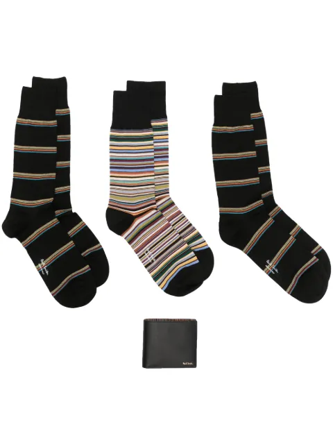 Paul Smith striped socks and wallet set (set of four)