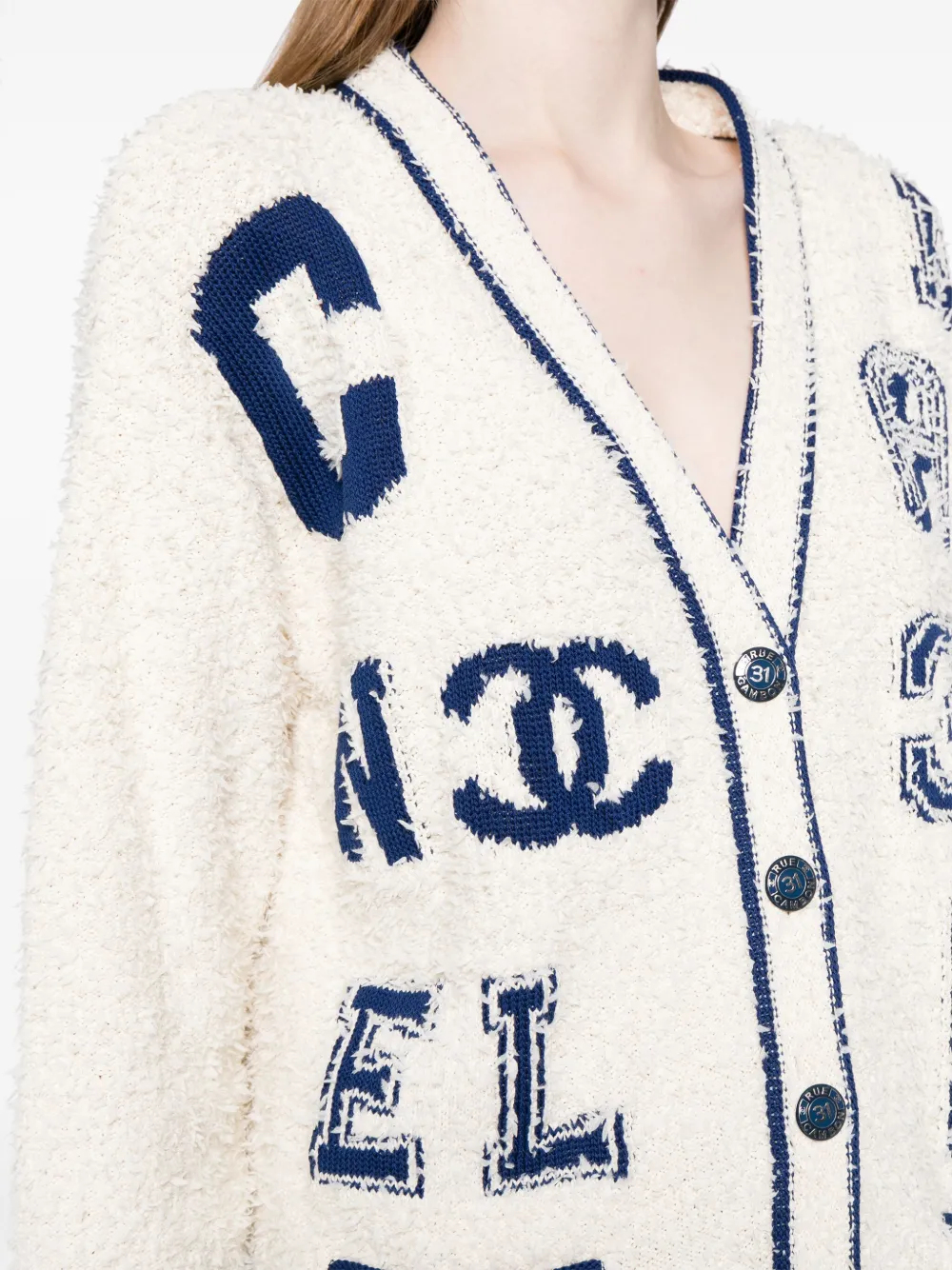 Chanel varsity iconic discount logo pullover sweate