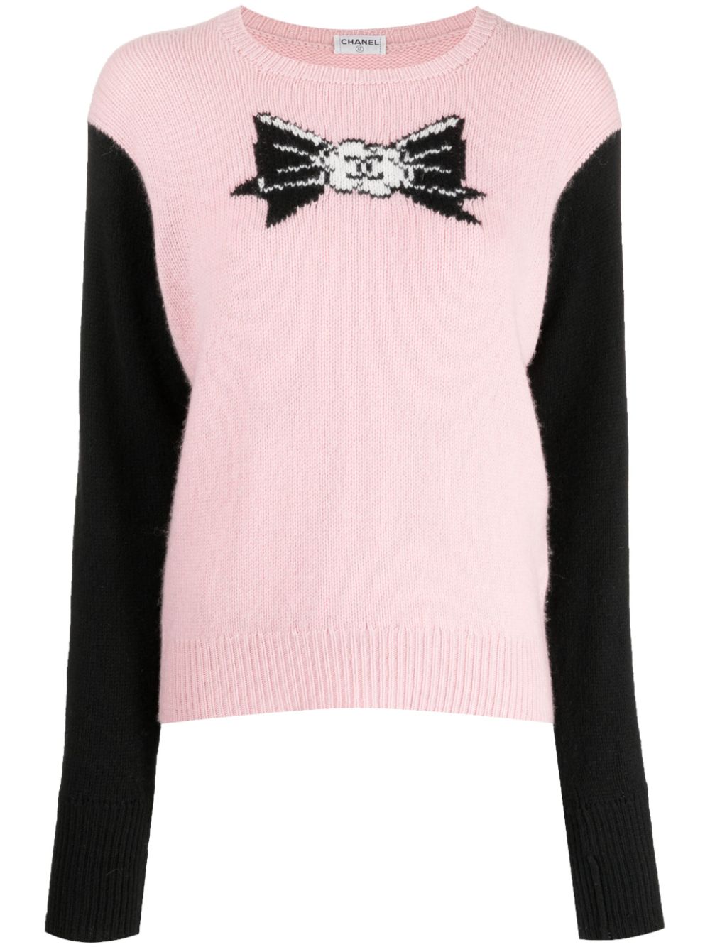 Pre-owned Chanel 1995 Coco Mark Cat Knitted Top In Pink