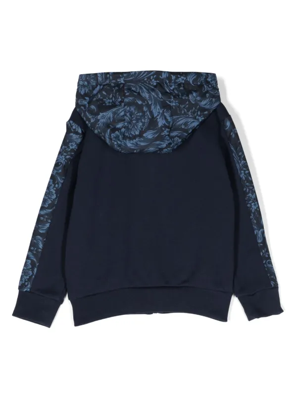 Versace Kids Medusa Head-embroidered zip-up Hoodie Blue