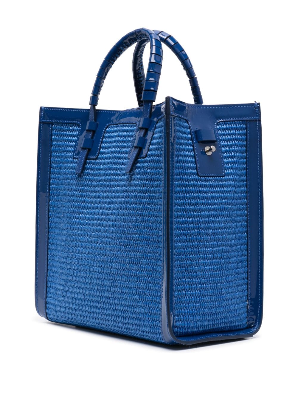 Shop Casadei Beaurivage Raffia Tote Bag In Blue