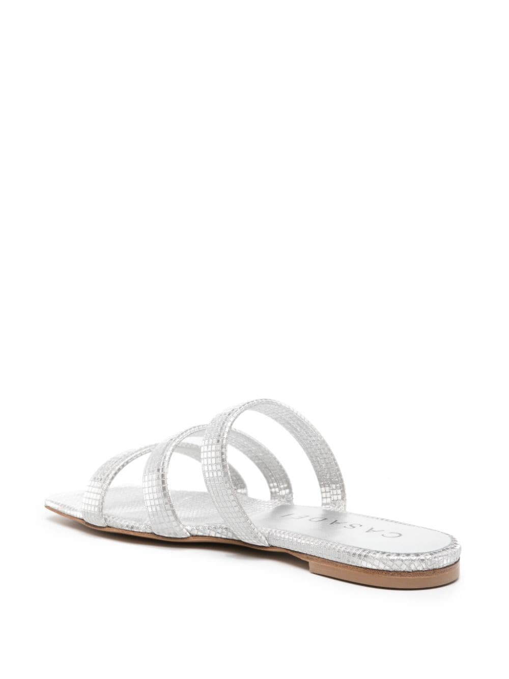 Shop Casadei Geometric-pattern Metallic Sandals In Silber