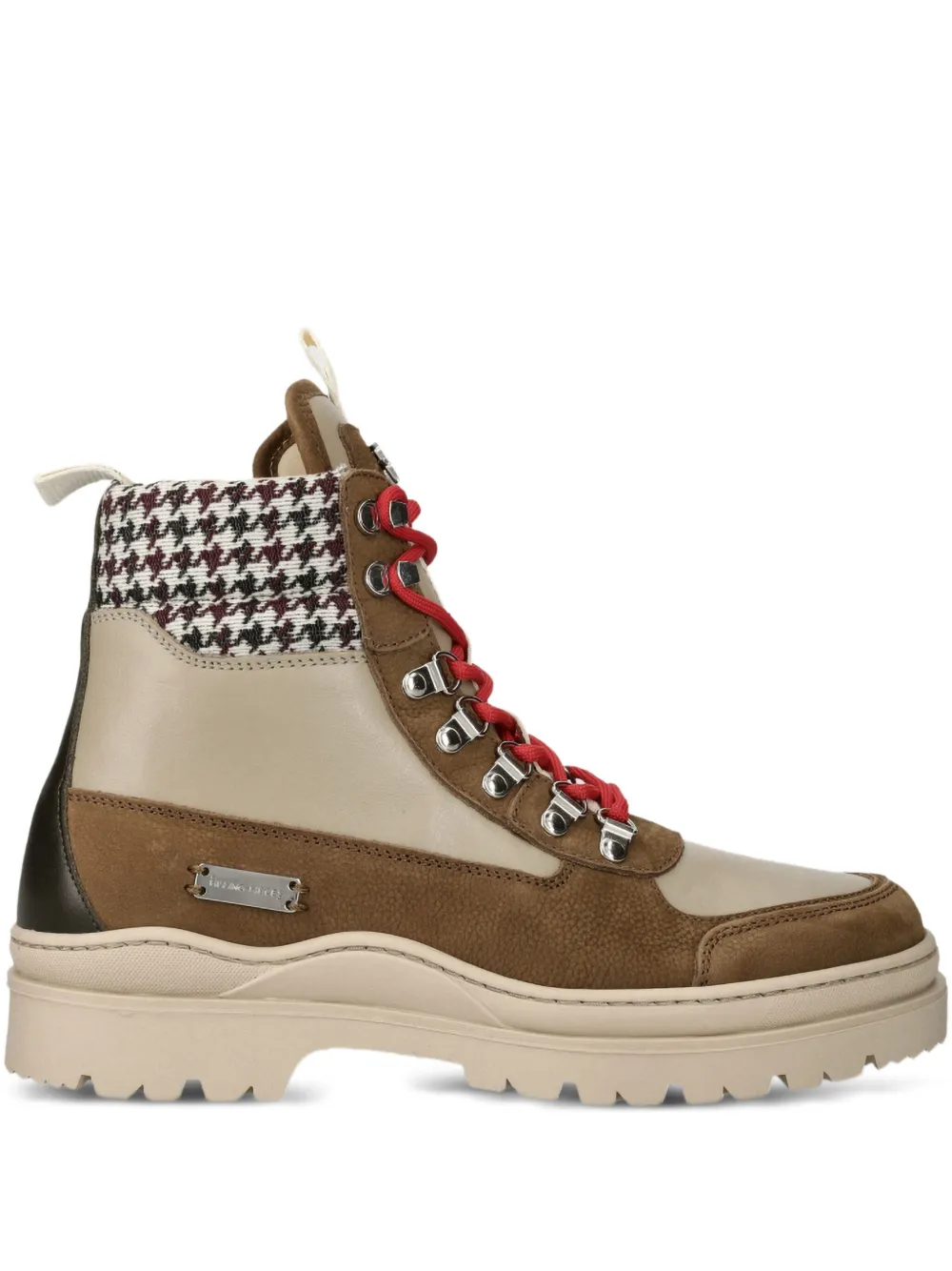 Filling Pieces houndstooth-panel lace-up boots Neutrals