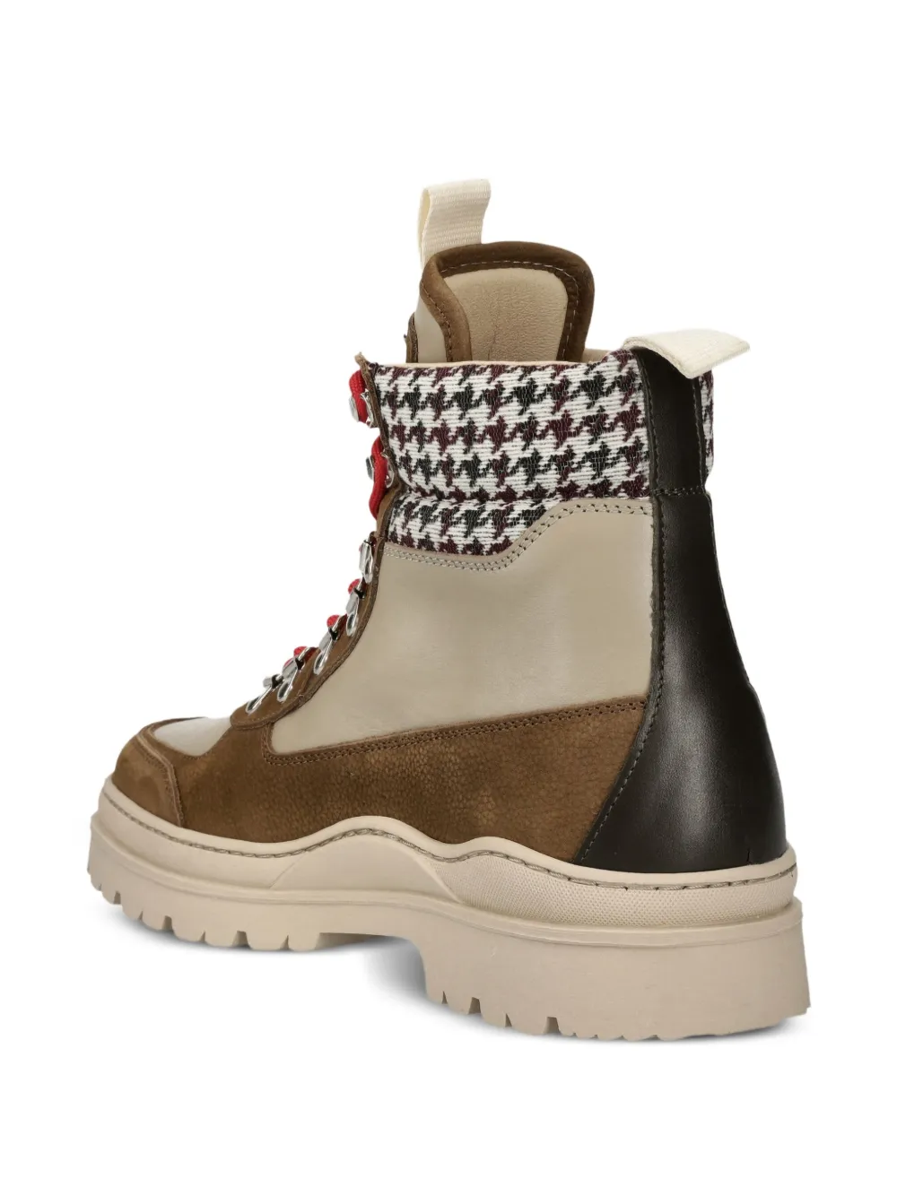 Filling Pieces houndstooth-panel lace-up boots Neutrals