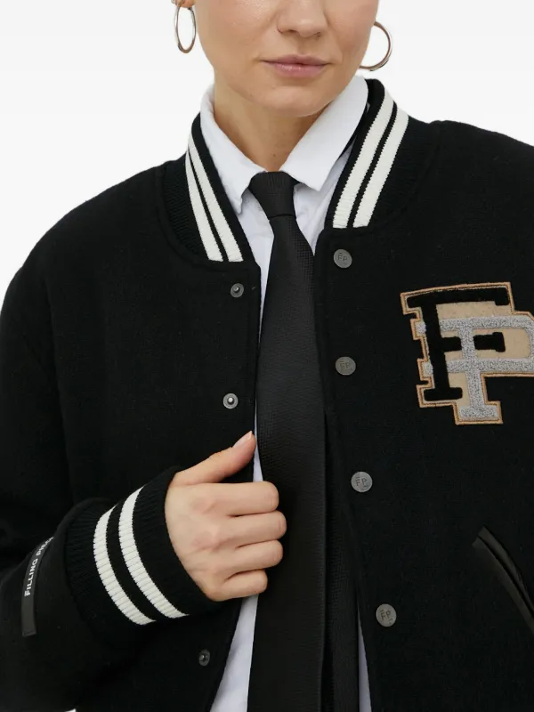Filling Pieces varsity-style logo-patch Bomber Jacket | Black 