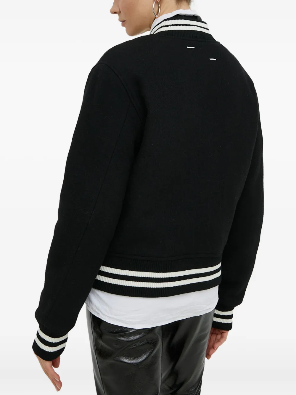 Filling Pieces varsity-style logo-patch bomber jacket Zwart