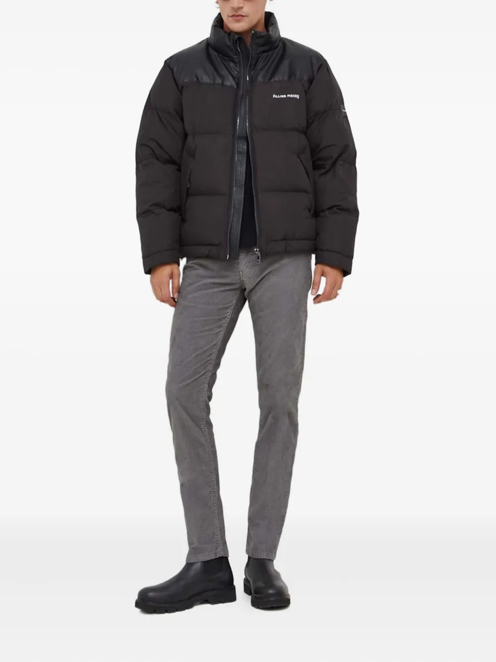 Filling Pieces Donsjack met vlakken Zwart