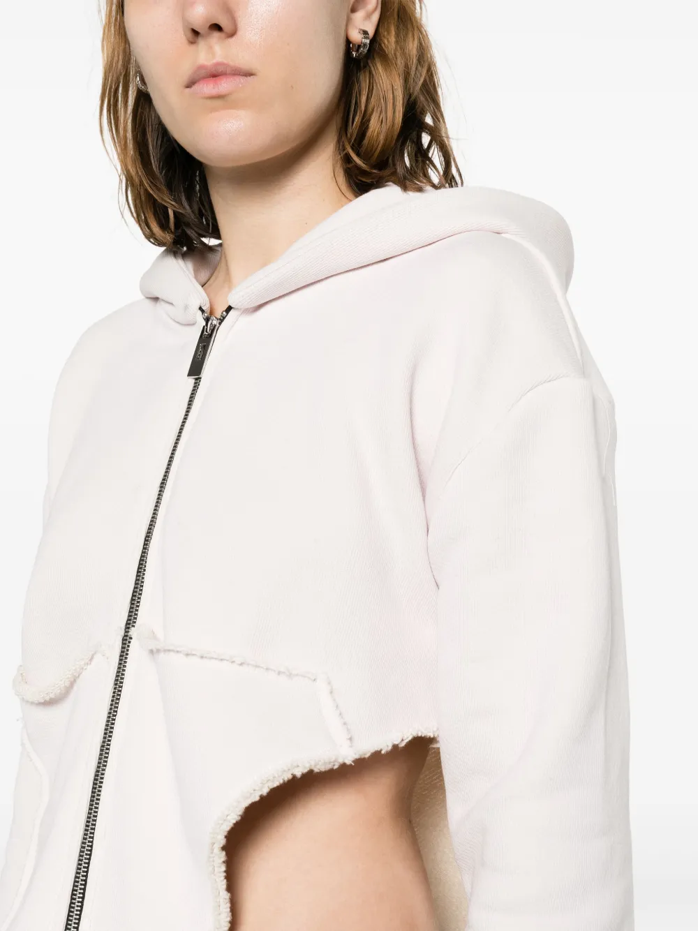 Shop Pnk Asymmetric Hooded Jacket In Pink