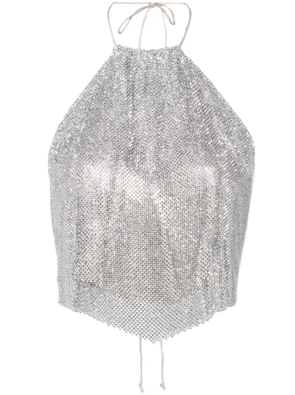 MANURI Paper Rock Chainmail Halterneck Top | Silver | FARFETCH SG