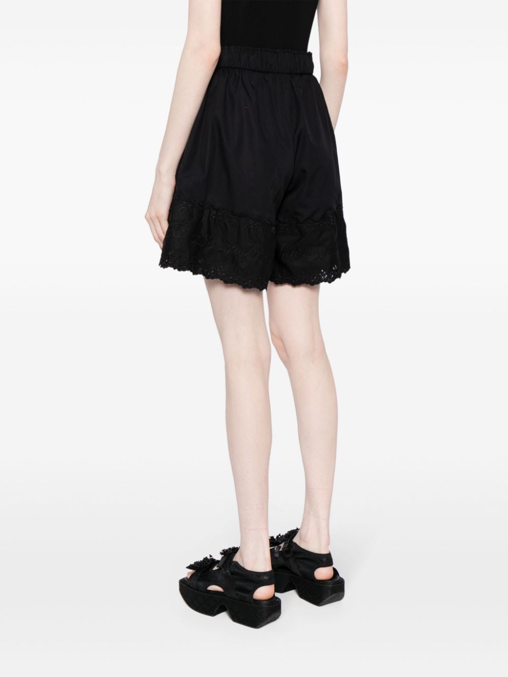 Shop Simone Rocha Broderie-anglaise Drawstring Shorts In Black