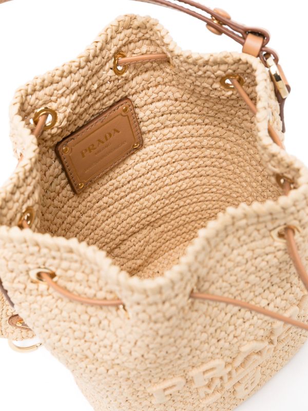 Prada raffia discount bucket bag