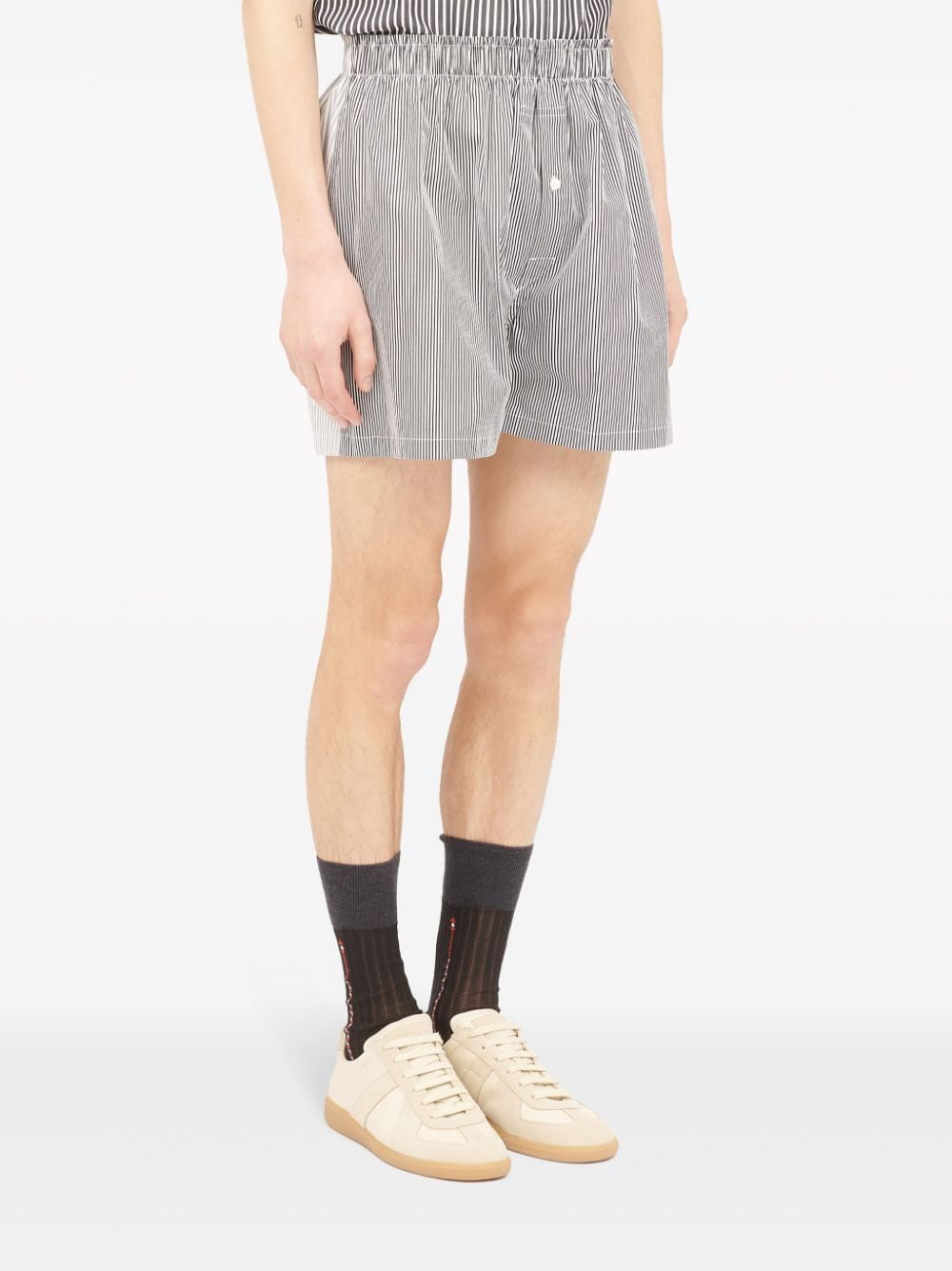 Maison Margiela Gestreepte shorts met elastische taille Wit