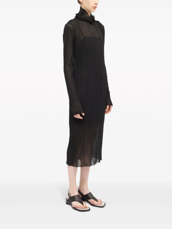 linen midi dress long sleeve Blue Linen Midi Dress with High Waist and Long Sleeves for Women – YLISTYLE