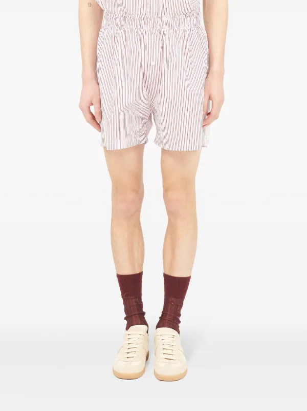 Maison Margiela ストライプ ショートパンツ | レッド | FARFETCH JP