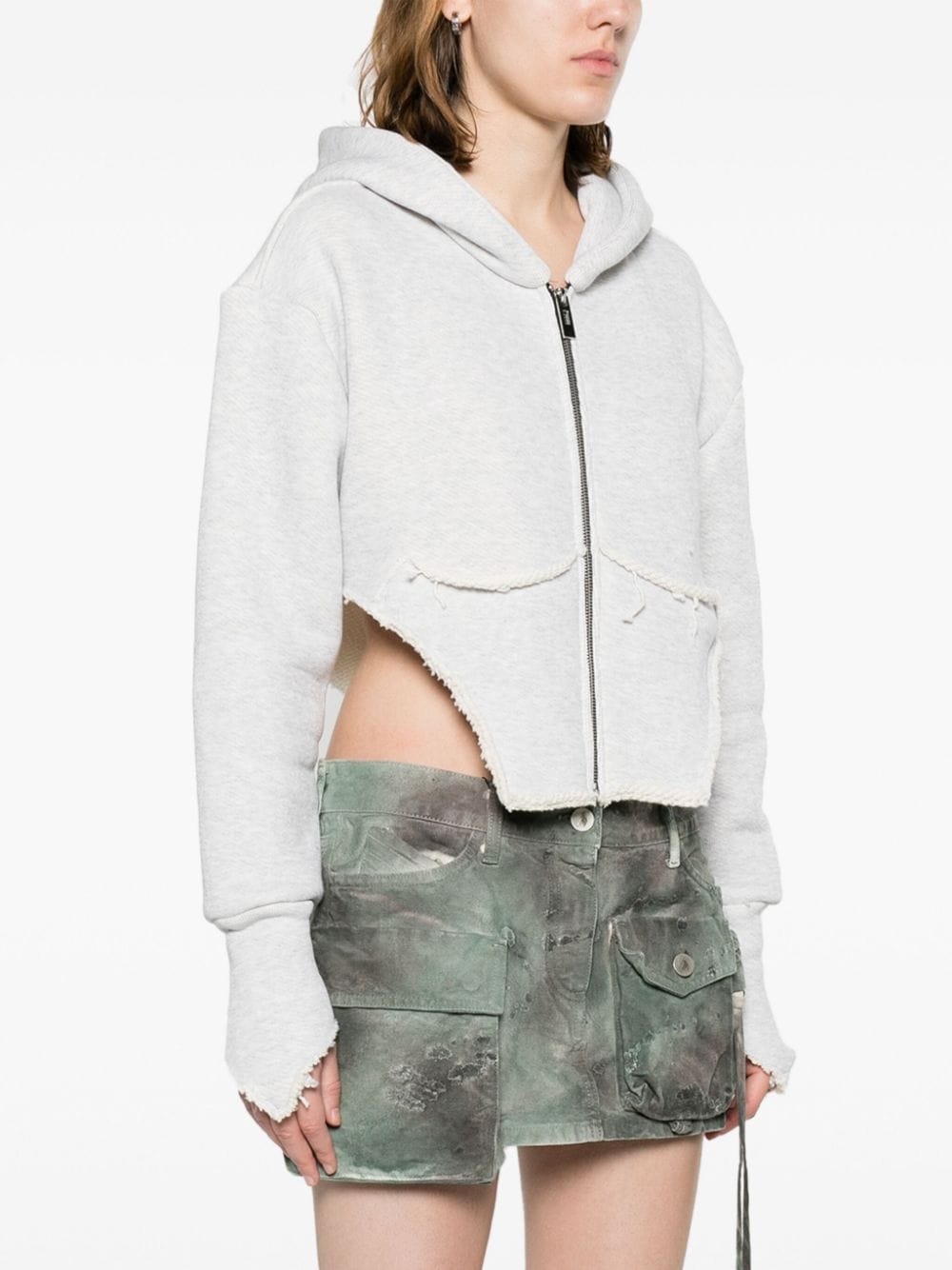 Shop Pnk Asymmetric Hooded Jacket In Grey