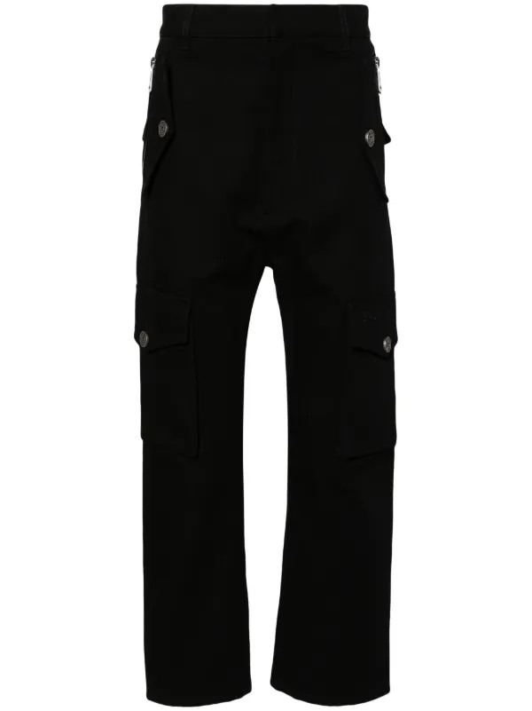 Balmain Straight-leg Canvas Cargo Trousers in Black