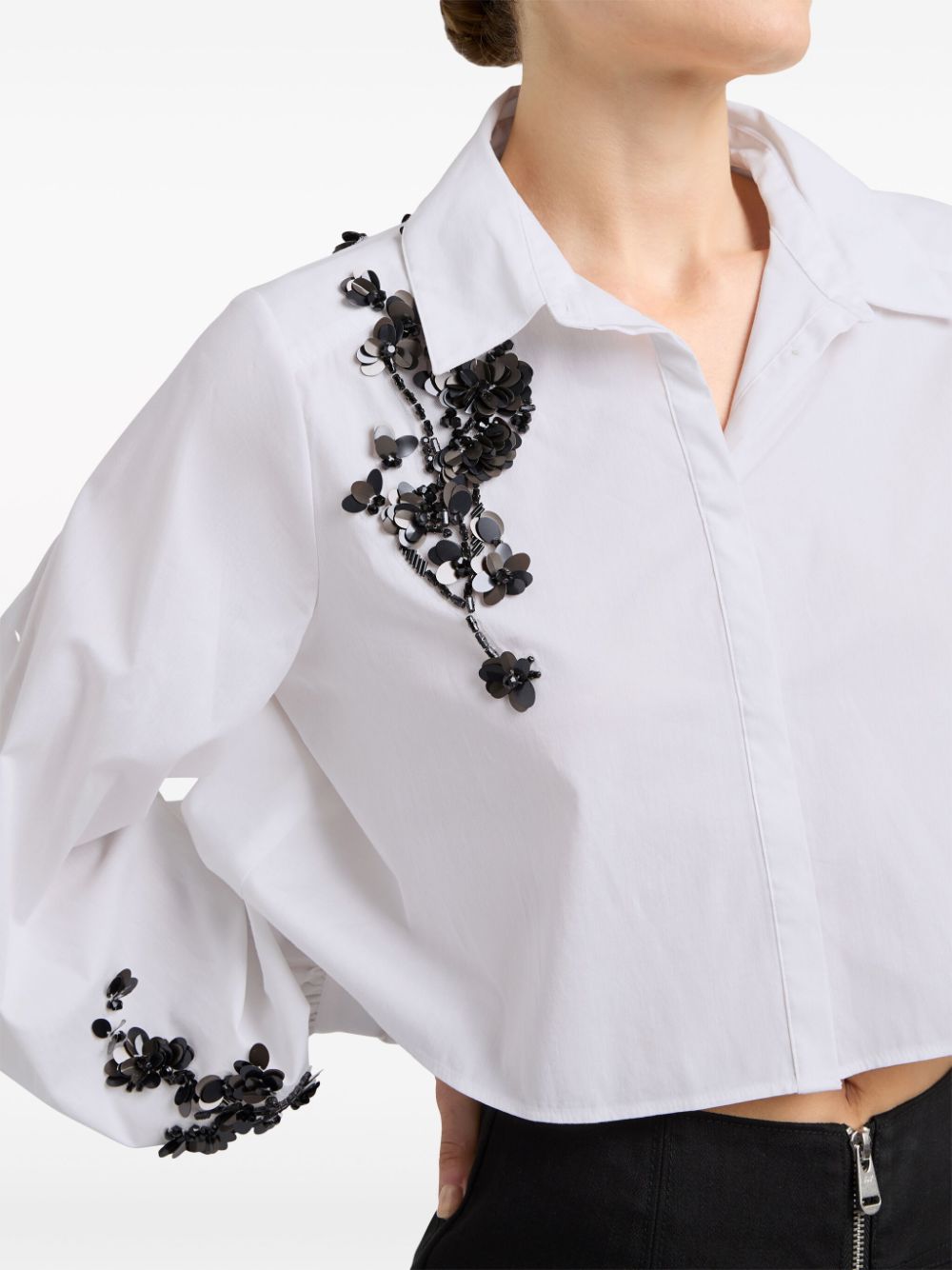 Shop Cinq À Sept Selina Cropped Shirt In White