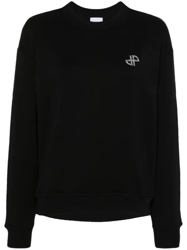 Patou logo- Embellished Sweatshirt | Black | FARFETCH CA