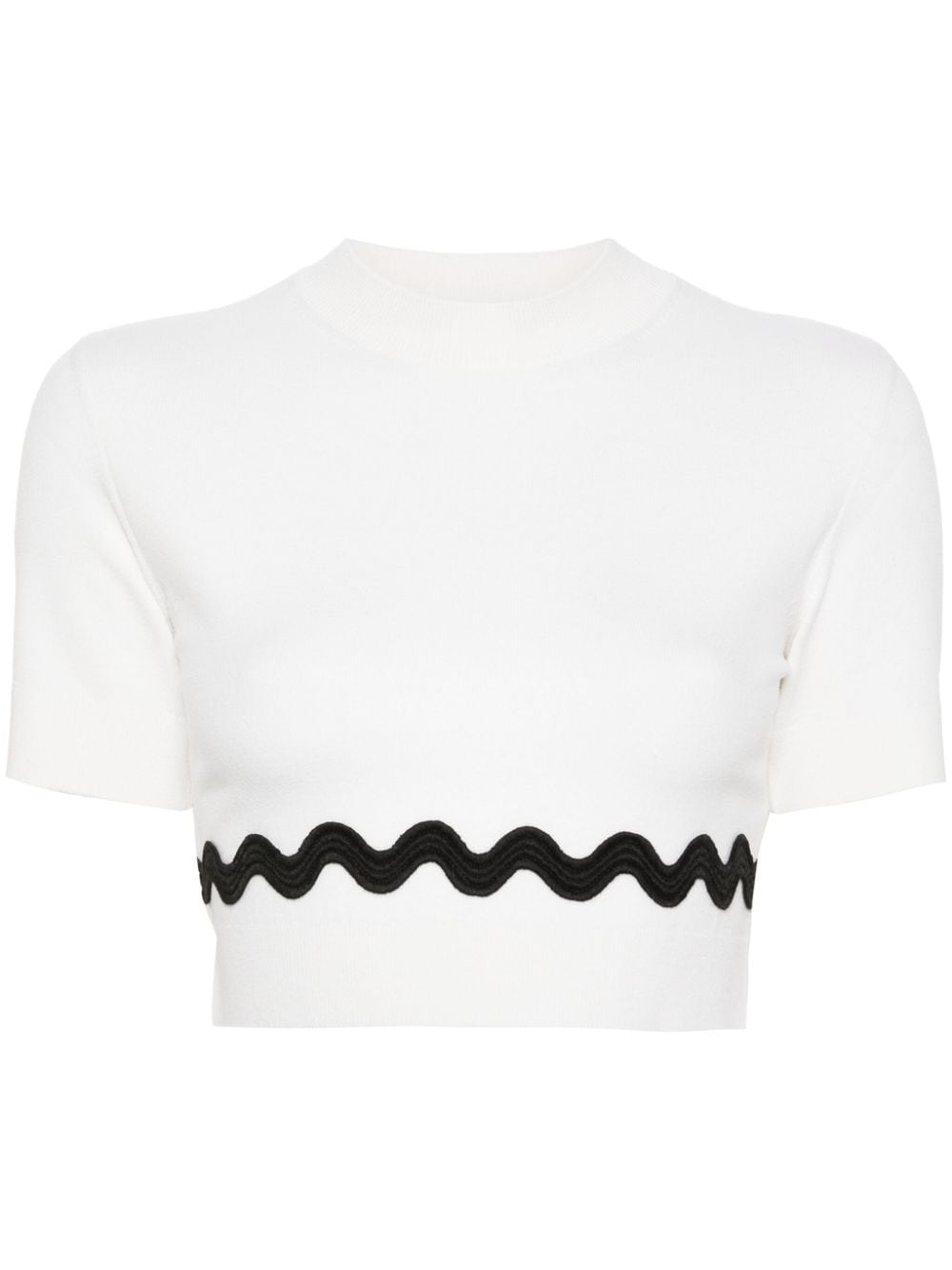 Patou scallop-trim cropped knitted top - Weiß