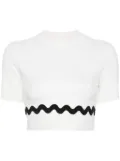 Patou Wave cropped sweater - White