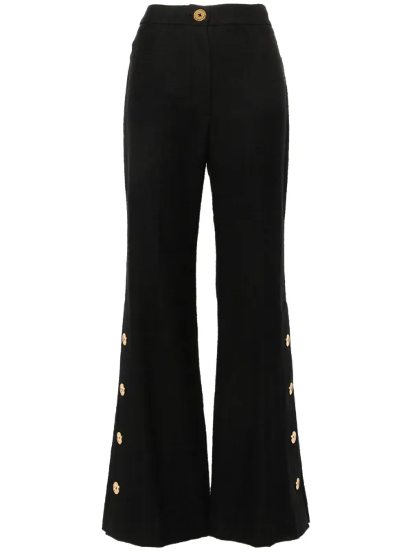 Patou Tweed Flared Trousers in Black