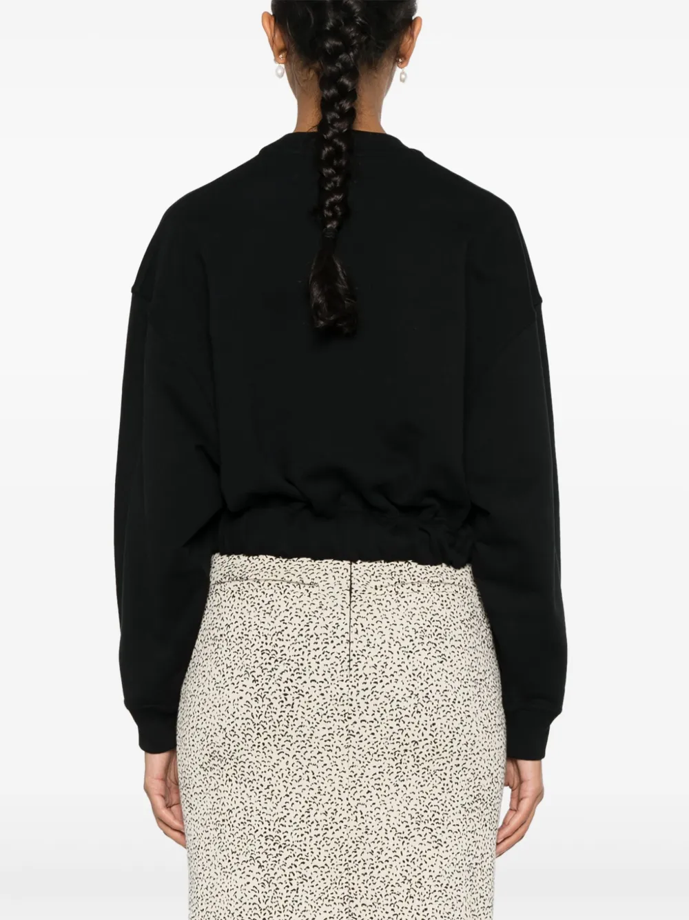 Shop Patou Logo-embroidered Cropped Sweatshirt In Black