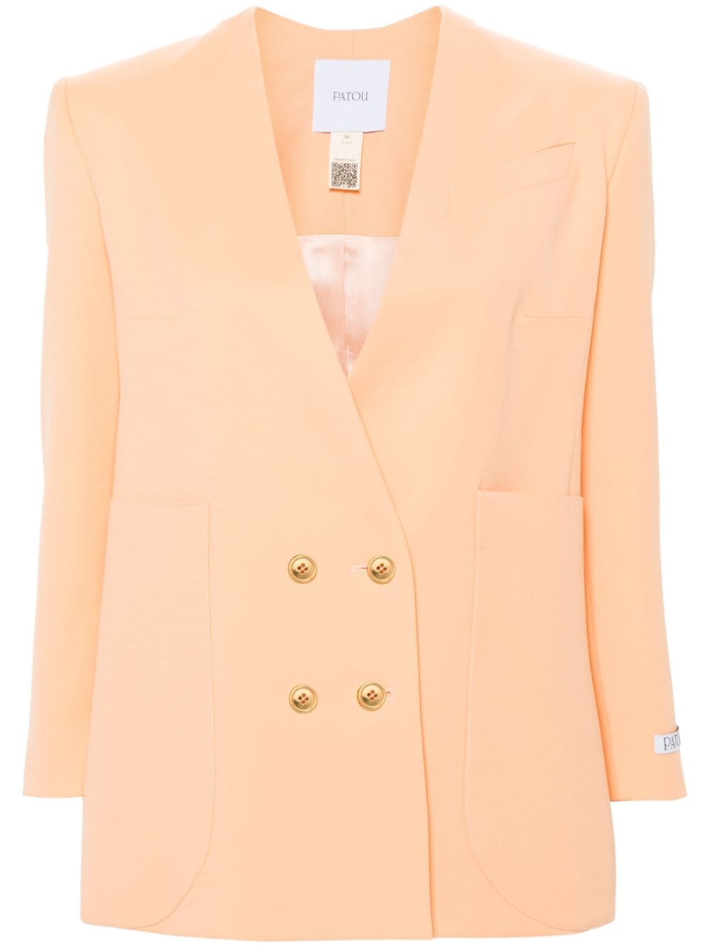 Patou Collarless Double-breasted Blazer In Pink
