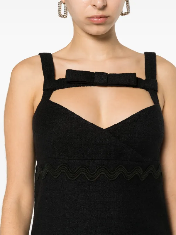 Patou Bow-neckline Tweed Mini Dress - Black