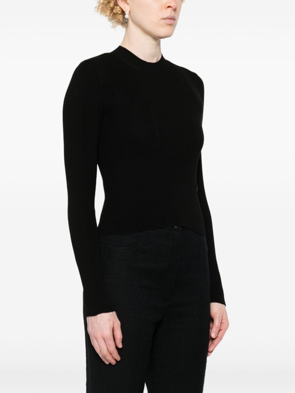 Shop Patou Ribbed-knit Jumper In Black