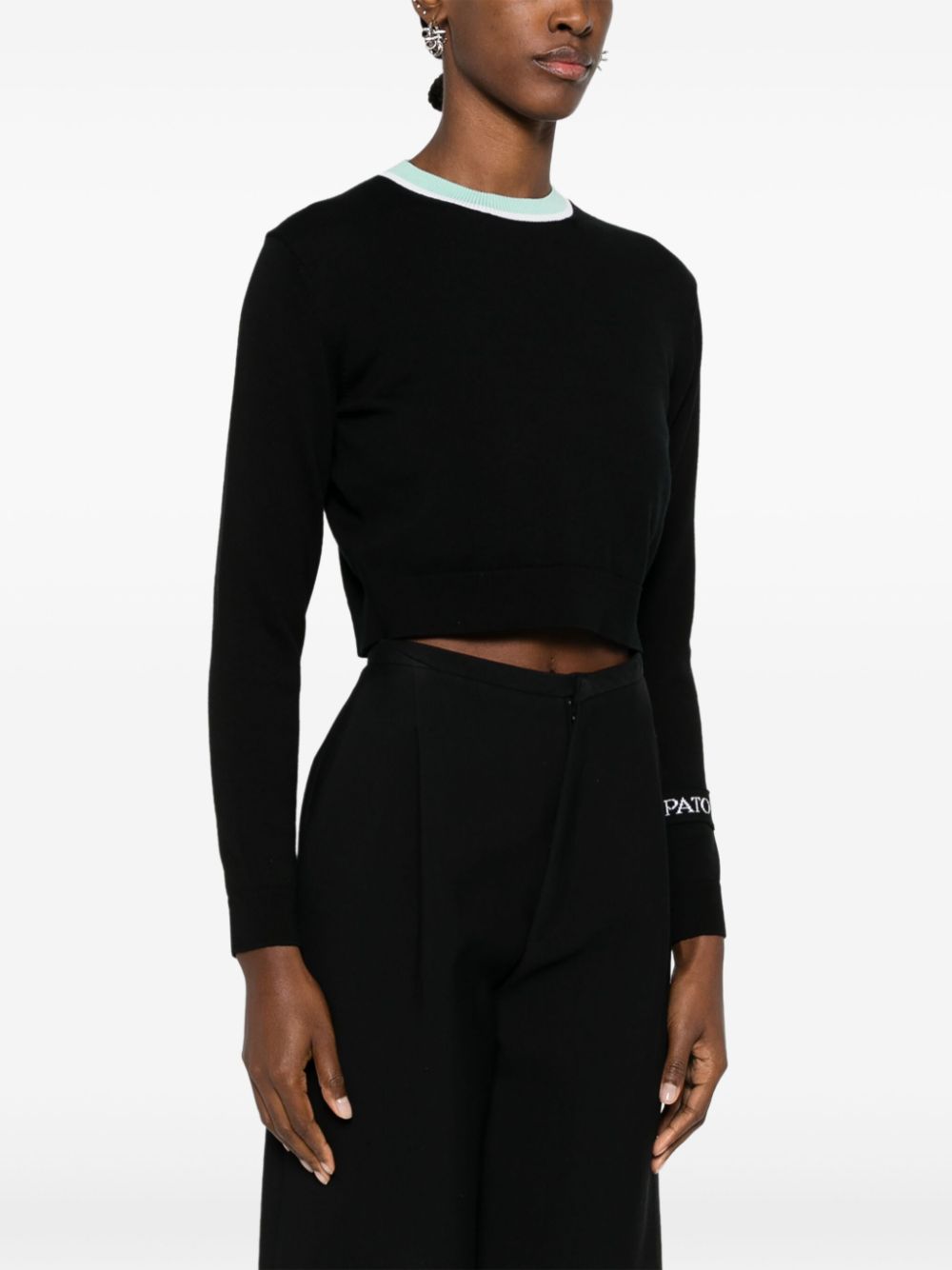 Shop Patou Logo-patch Cropped Jumper In Black